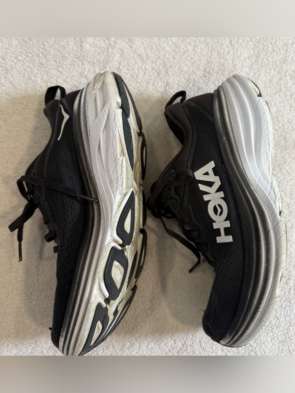 Hoka Bondi 8 Womens Sneakers Running Shoes Size 7.5 Black/White Athletic - Picture 4 of 13